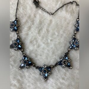 Blue Stones Jeweled Gun Metal Necklace‎